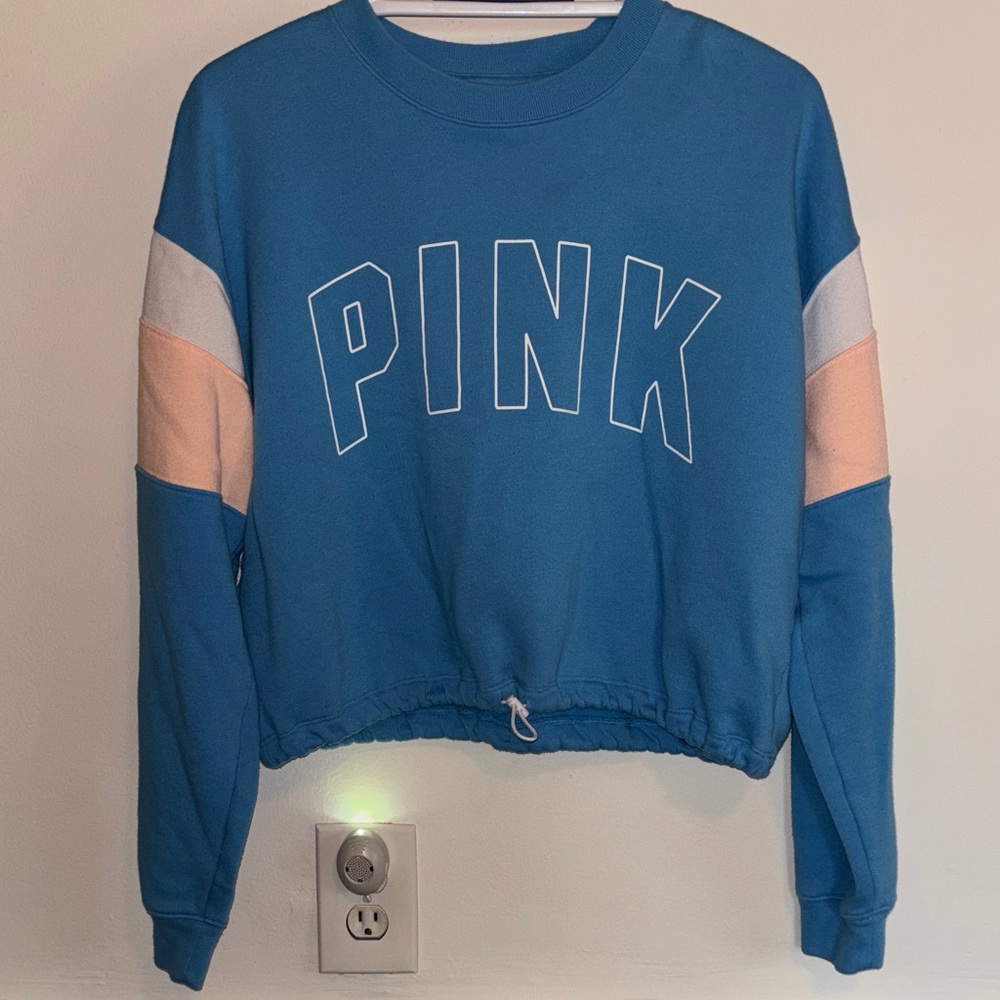 Pink by Victoria Secret Cropped Crew Neck Long Sleeve Sweatshirt, Size XS